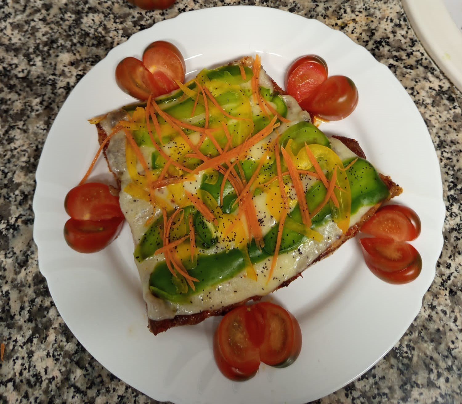 Menu chef privado pimiento con matambre de cerdo y tomates
