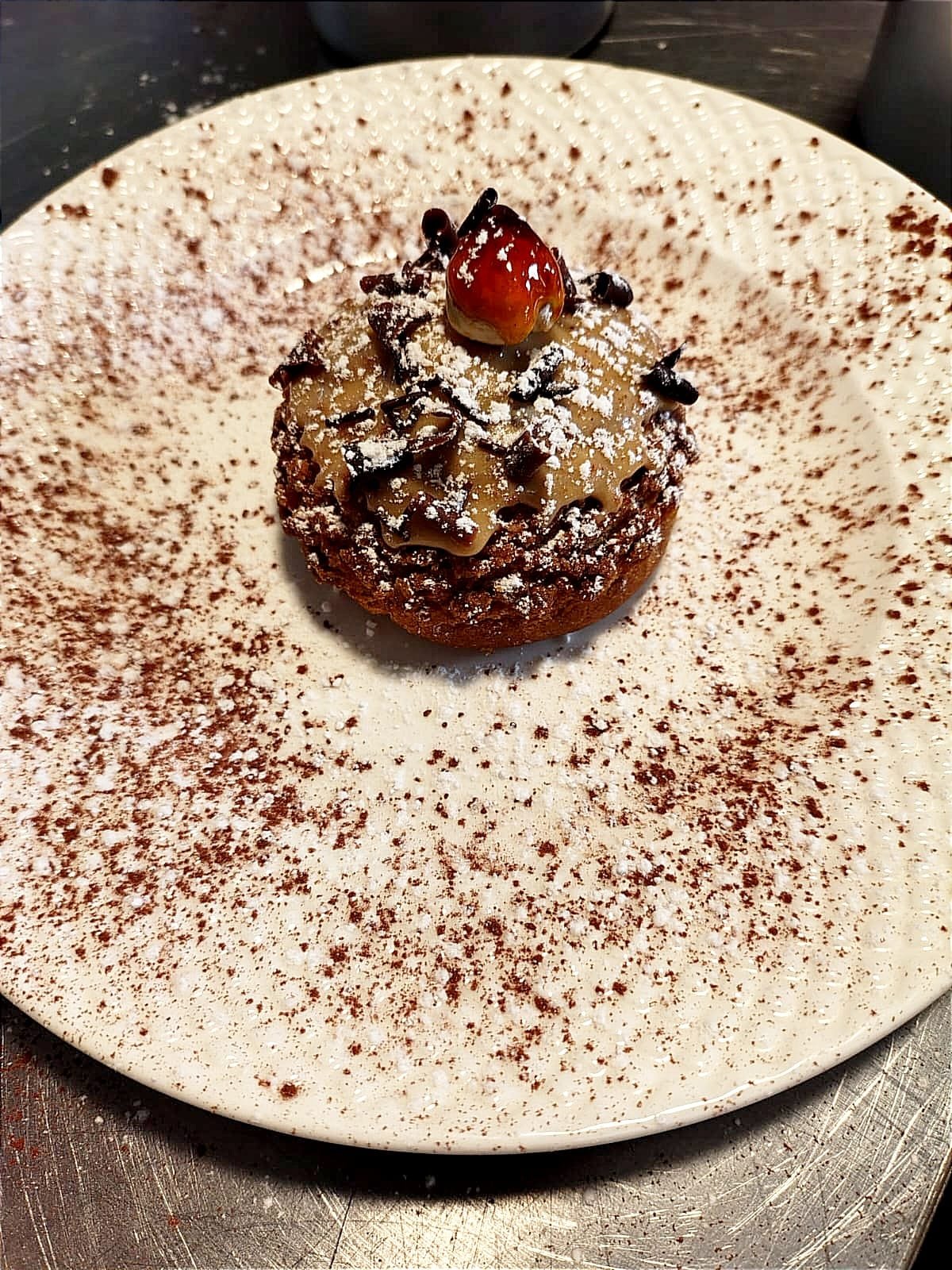 Menu chef privado profiteroles crema de almendras y avellanas