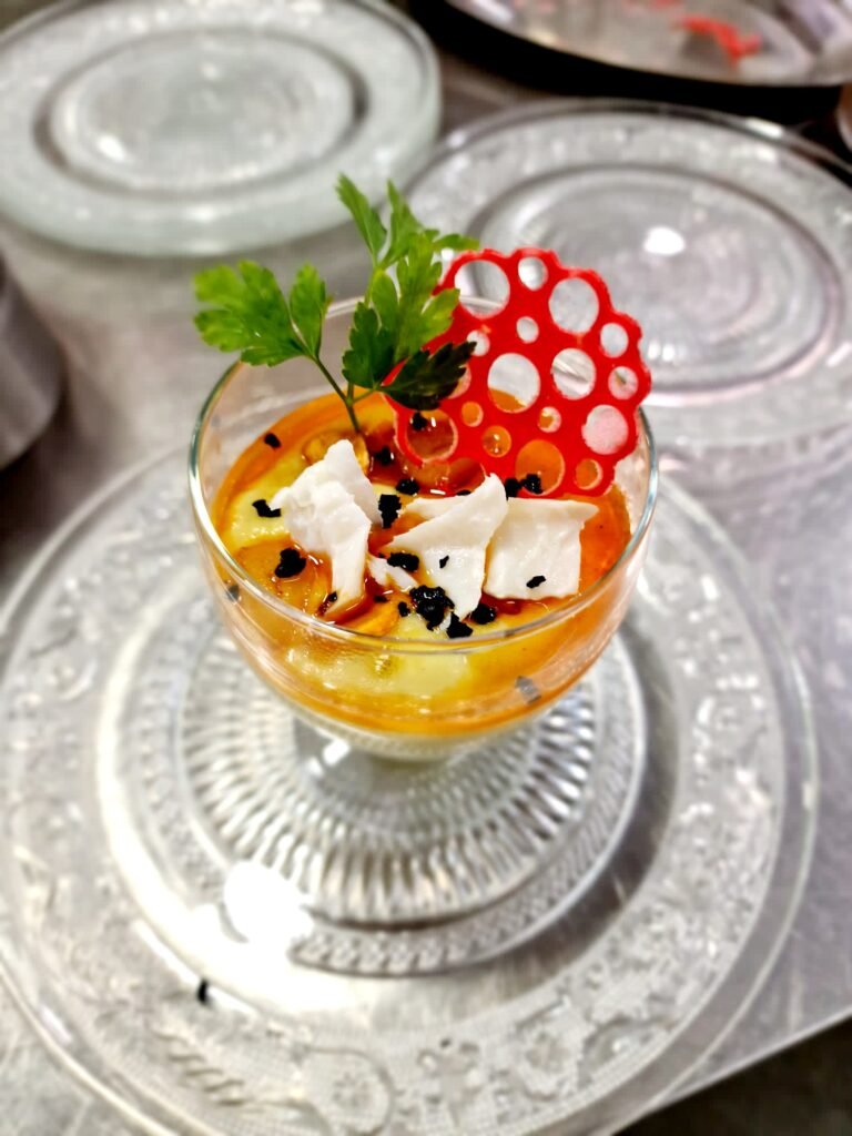 Menu Metanoia yogur con chocolate blanco del chef privado Daniel Salcedo